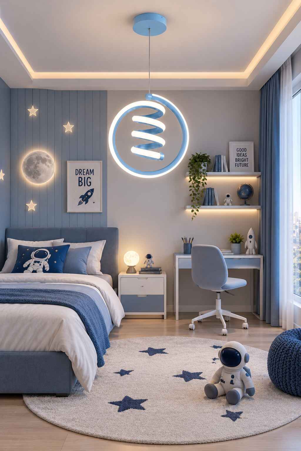 Venita Mavi Tekli Sarkıt Led Günışığı Ultra Ledli Salon Mutfak Oda Hol Ledli Avize
