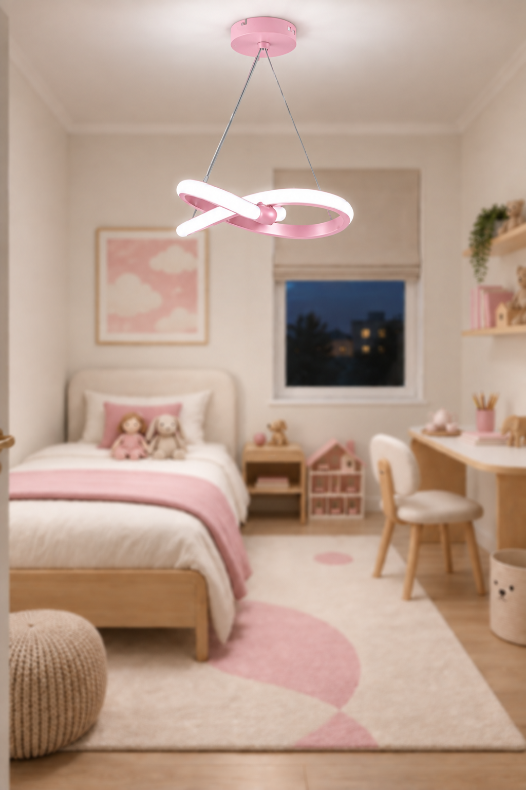 Bonna Modern Tekli Pembe Sarkıt Led Beyaz Işık Power Ledli Salon Mutfak Oda Hol Ledli Avize