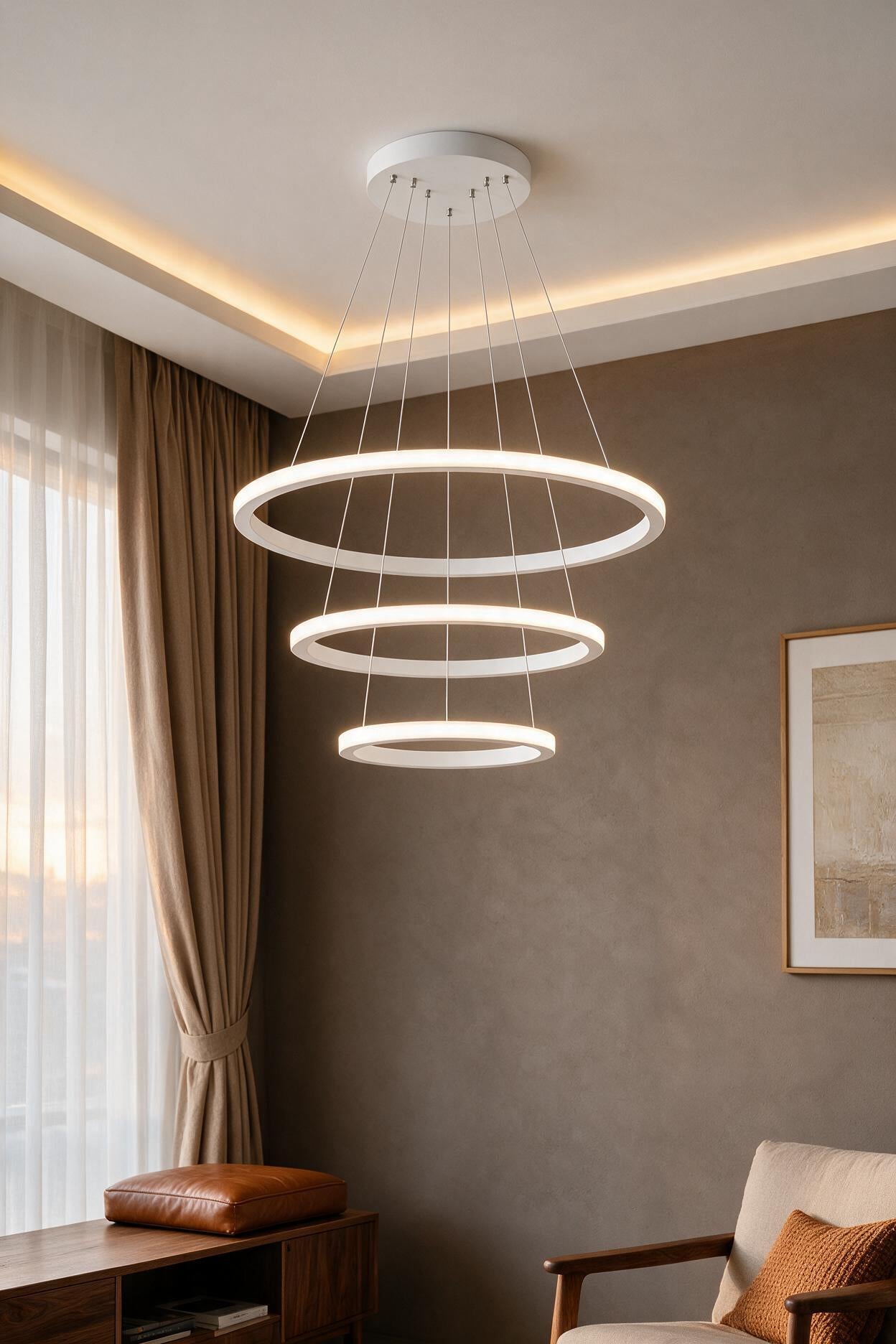 Robin 3'lü Beyaz Beyaz Ledli Modern Avize