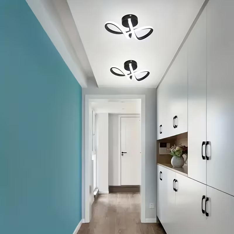 Sahra Modern Siyah Dekoratif Plafonyer Beyaz Ledli Avize