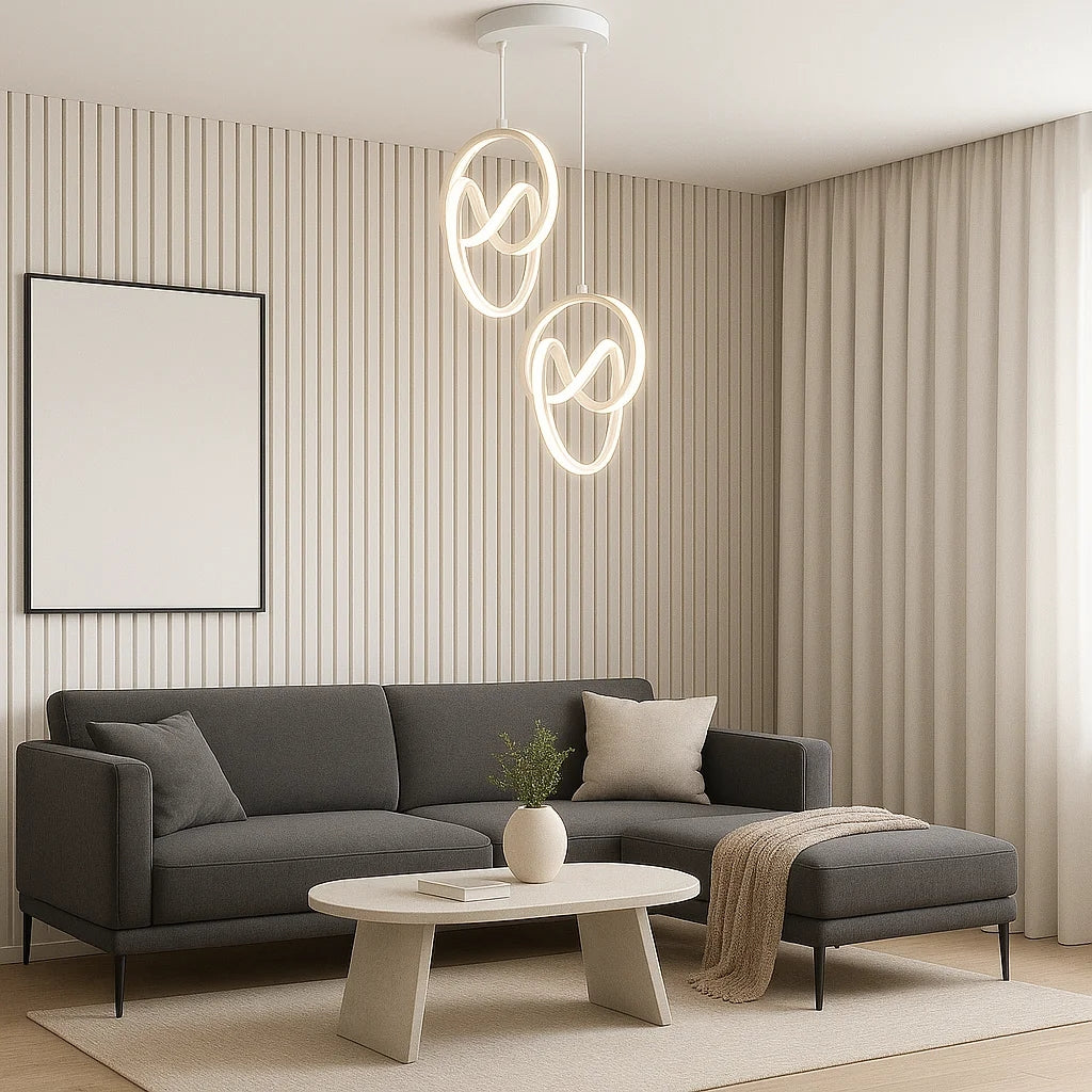 Trend 2'Li Beyaz Sarkık Power Beyaz Ledli Avize Modern Led Avize