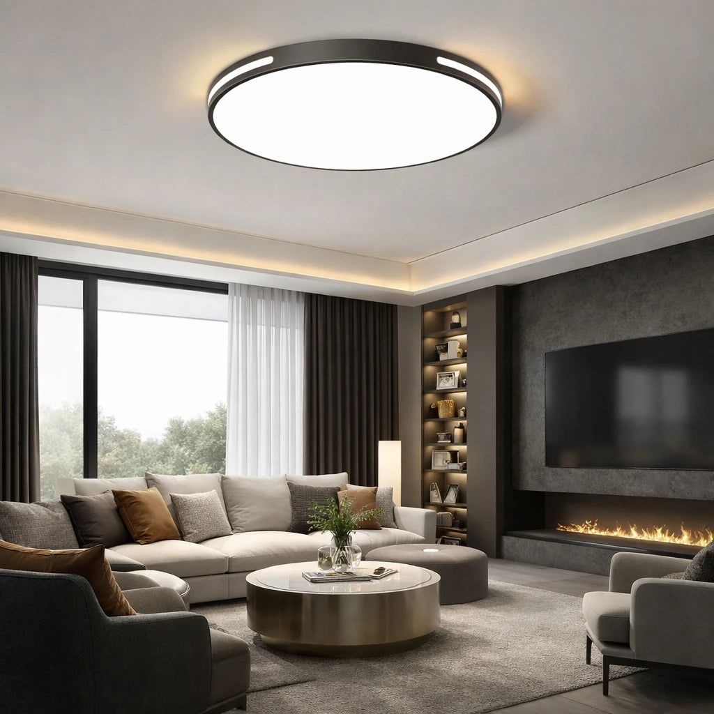 Vista Modern Siyah 50'Lik Uzaktan Kumandalı Dimmerli 3 Renk Ledli Plafonyer Ledli Avize Çap 50 cm
