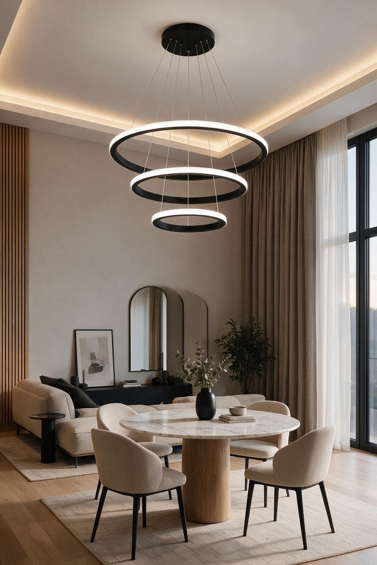 Robin Siyah 3'lü Ultra Süper Beyaz Ledli Modern Avize