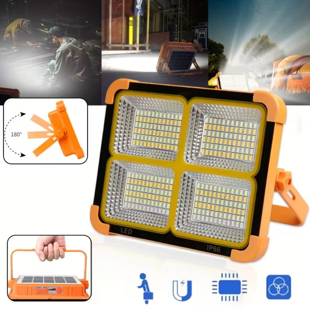 Turbo 800W Güneş Enerjili Solar LED Projektör Taşınabilir 3 Renk ve Çakar Modlu Lamba