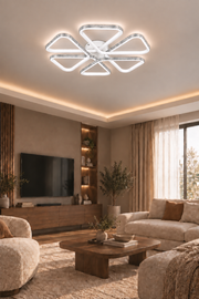 Oslo Beyaz Modern Krom Çizgili Plafonyer Ultra Power Beyaz Ledli Avize