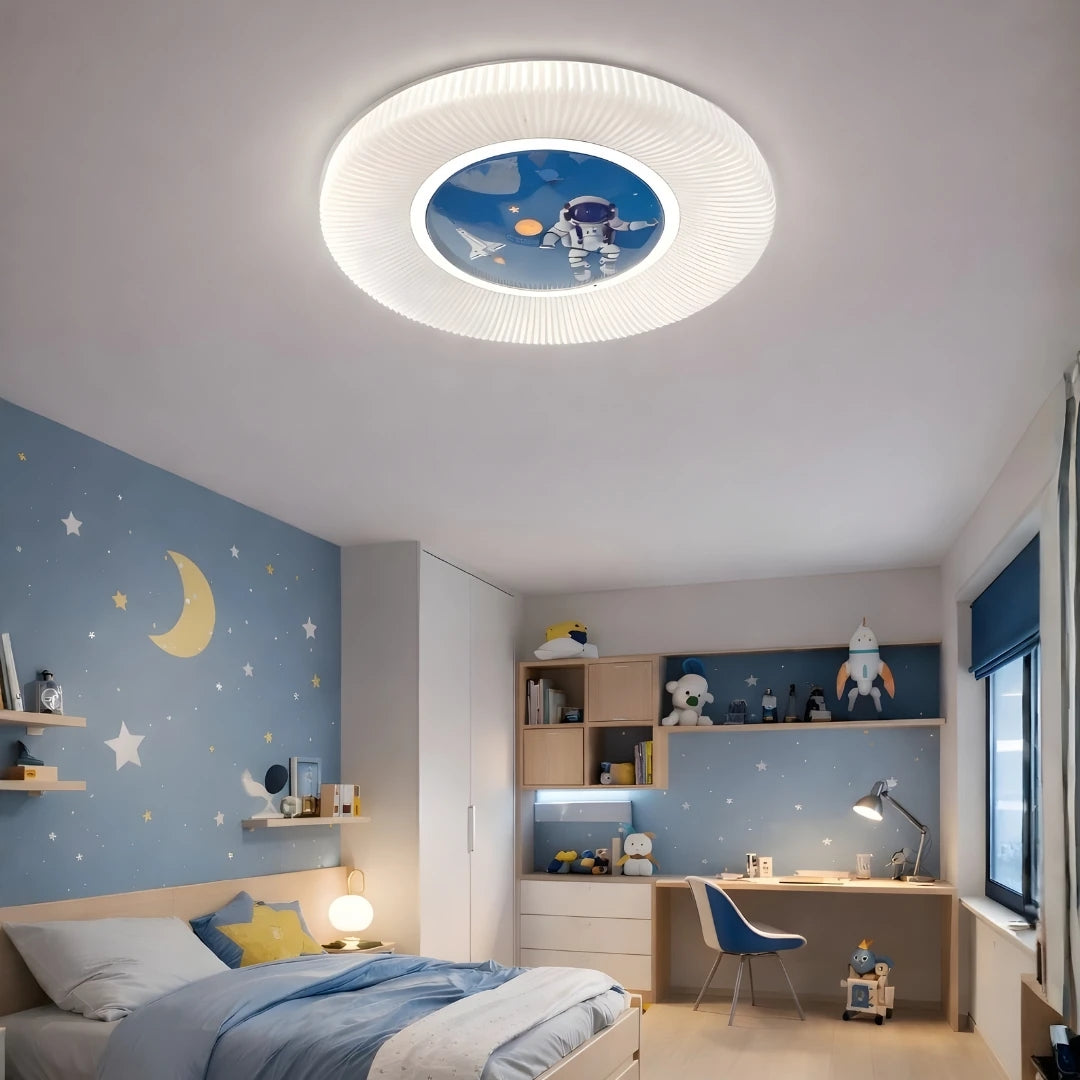 Astronot 50'LİK Modern Tasarım Uzaktan Kumandalı Dimmerli Gece Modlu 3 Renk Ledli Plafonyer Ledli Avize Çoçuk Odası Avizesi-Çap 50 Cm