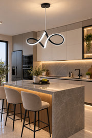 Casabella Mimari Tasarım Siyah Sarkık Modern Ultra Power Beyaz Ledli Avize