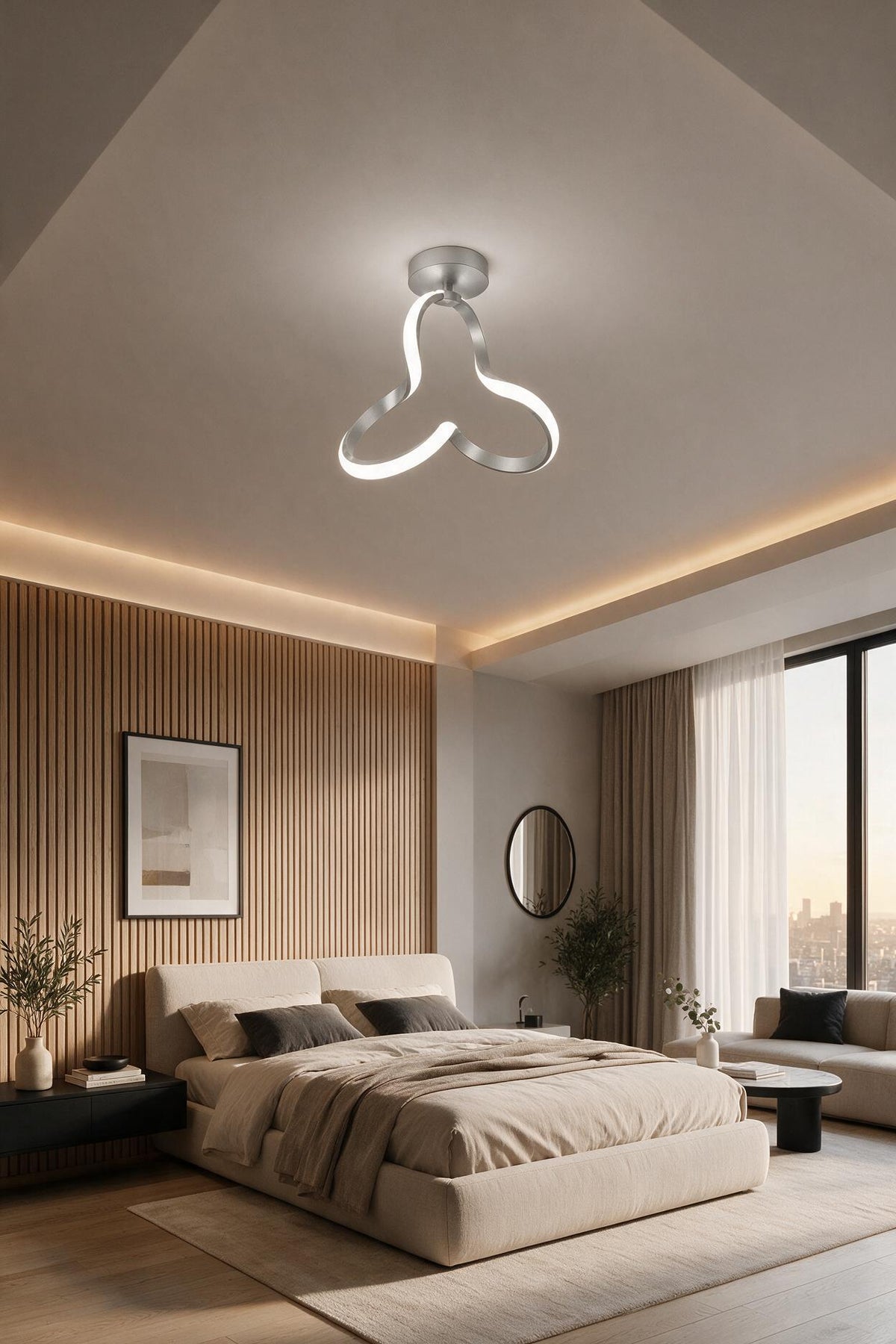 Clover Gri Tekli Plafonyer Led Beyaz Ultra Ledli Salon Mutfak Oda Hol Ledli Avize