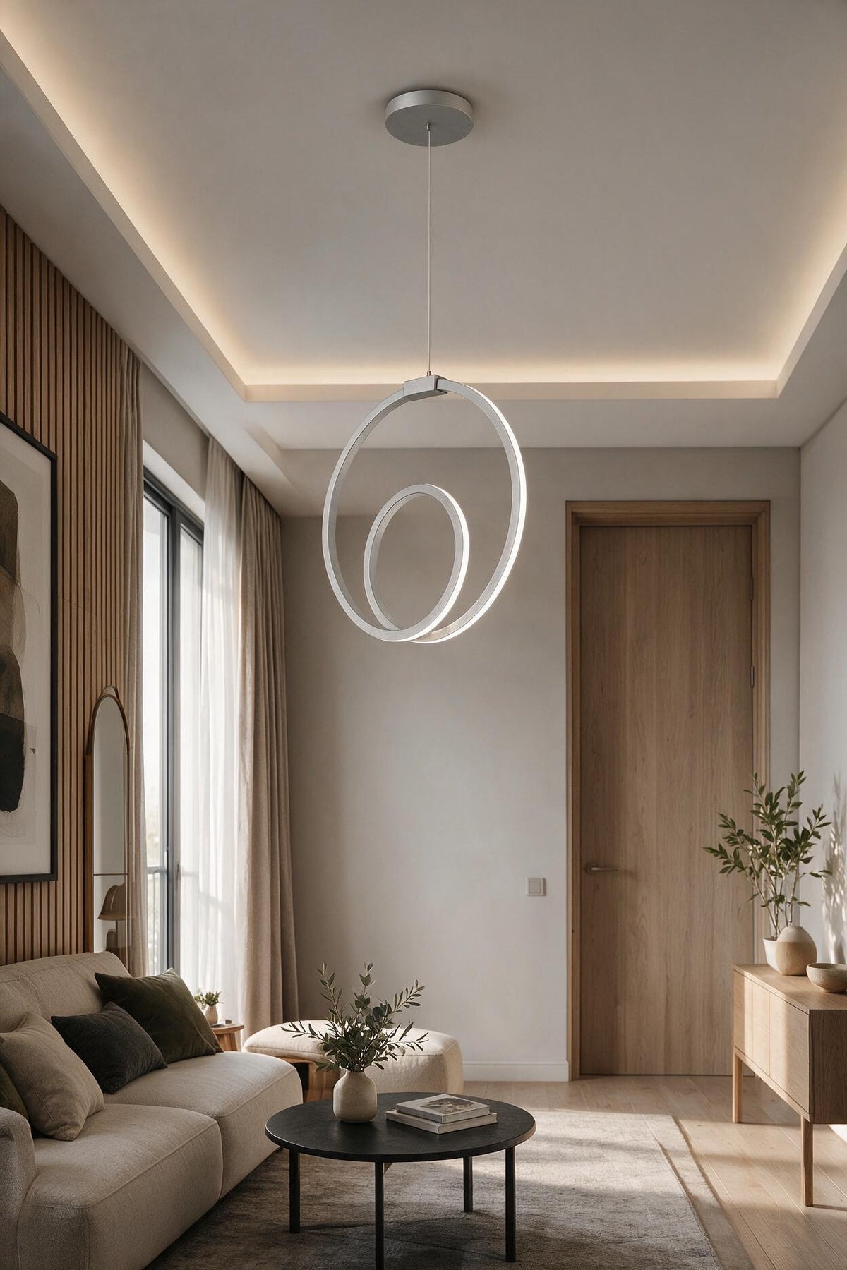 Orjin Gri Tekli Sarkıt Led Beyaz Işık Ultra Ledli Salon Mutfak Oda Hol Ledli Avize