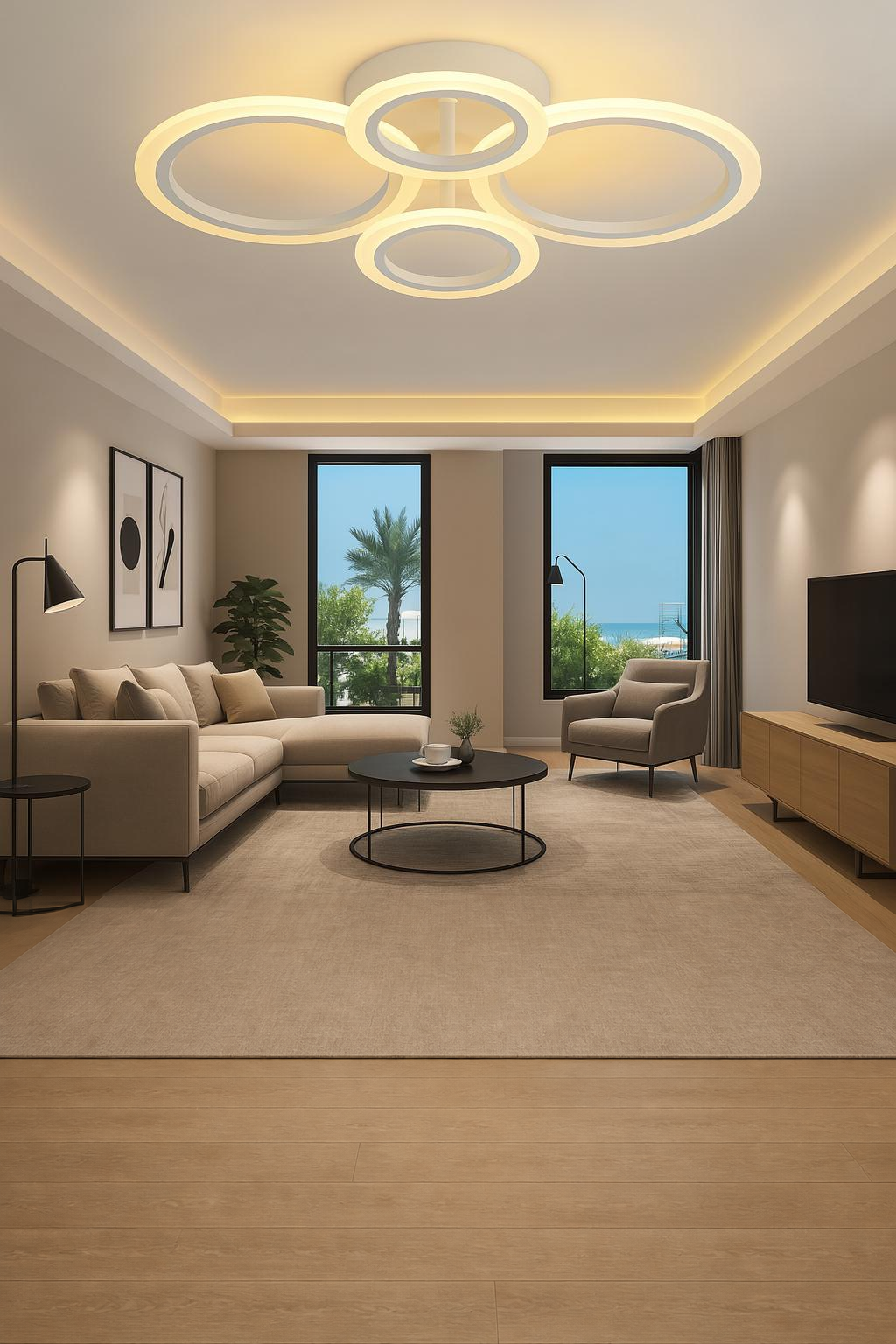MS38005-4 Modern 3 Renk Ledli  Plafonyer Lüks Beyaz 4'lü Ledli Avize