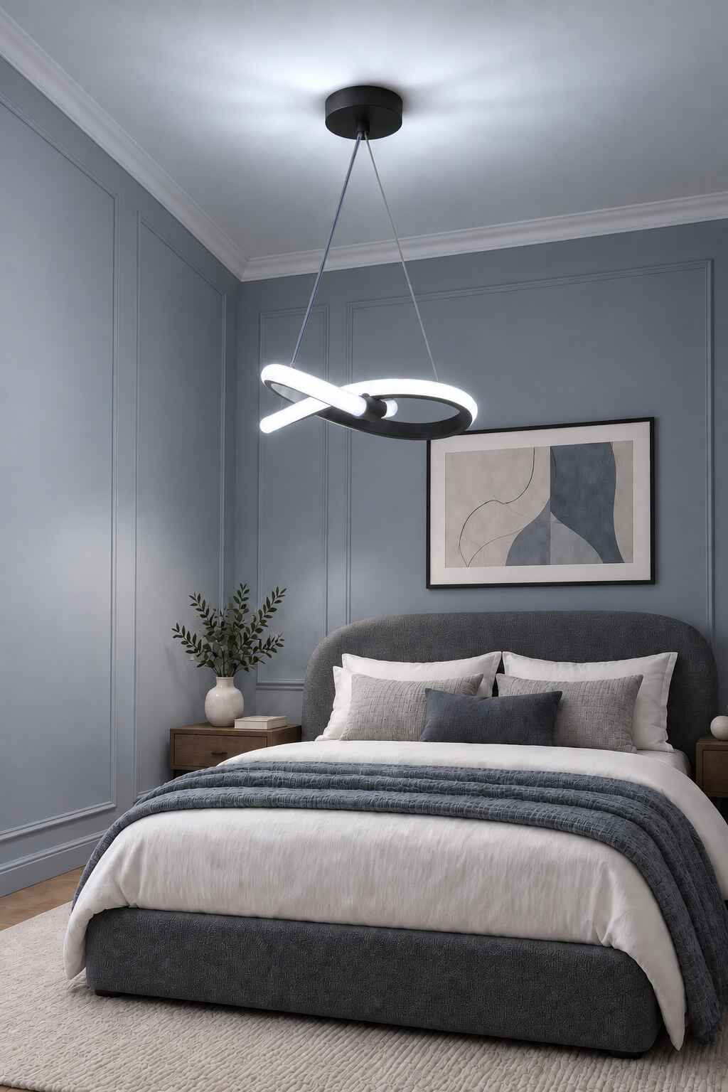 Aura Siyah Ultra Power Beyaz Ledli Avize Sarkıt Tekli Avize