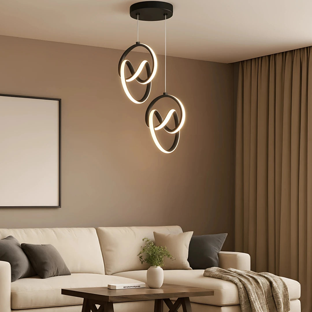 Trend 2'Li Siyah Sarkık Power Beyaz Ledli Avize Modern Led Avize