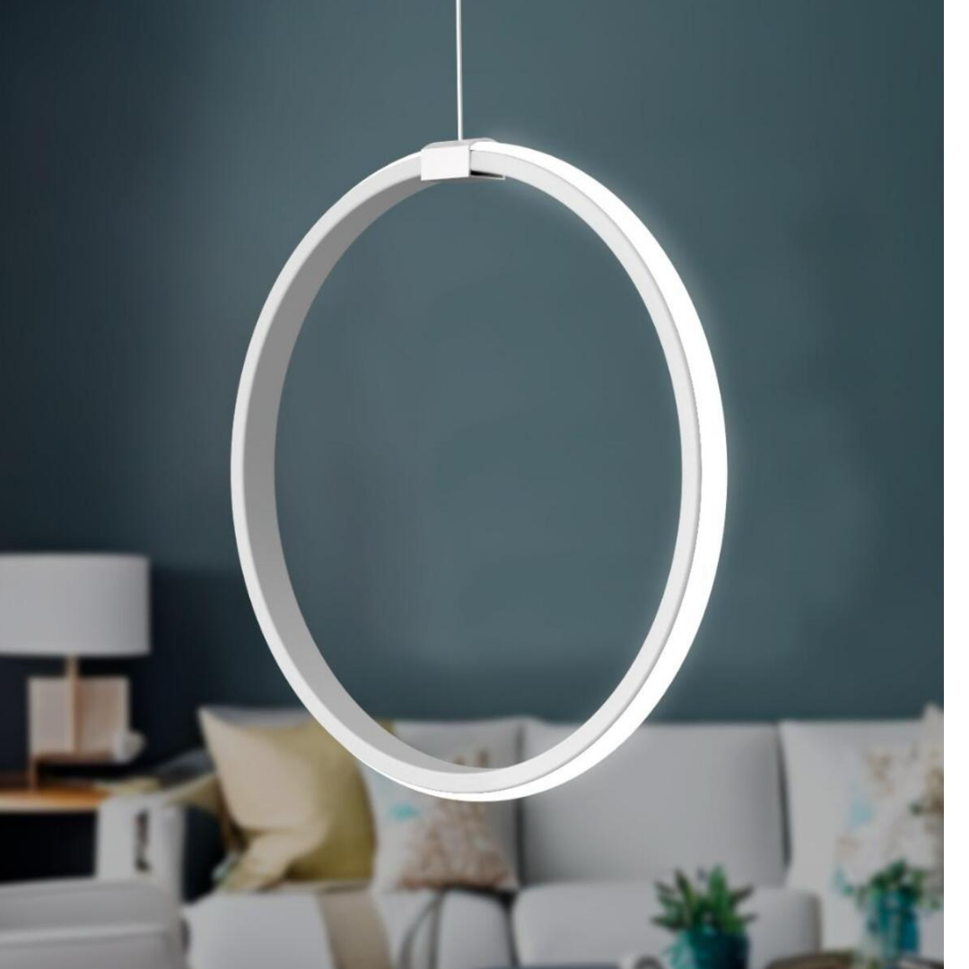 Rings Beyaz Tekli Sarkıt Led Beyaz Işık Ultra Ledli Salon Mutfak Oda Hol Ledli Avize