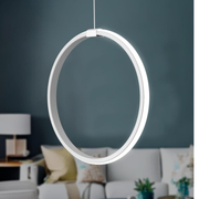 Rings Beyaz Tekli Sarkıt Led Beyaz Işık Ultra Ledli Salon Mutfak Oda Hol Ledli Avize