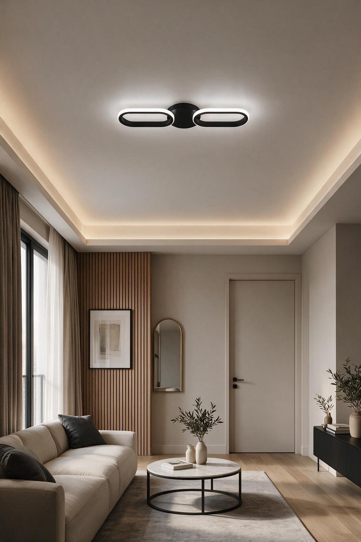 Hermes Modern Siyah 2'Li Plafonyer Ultra Power Beyaz Ledli Avize