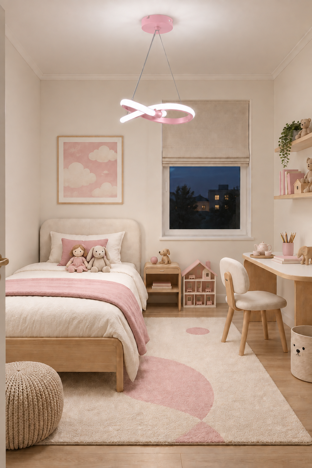 Bonna Modern Tekli Pembe Sarkıt Led Beyaz Işık Power Ledli Salon Mutfak Oda Hol Ledli Avize