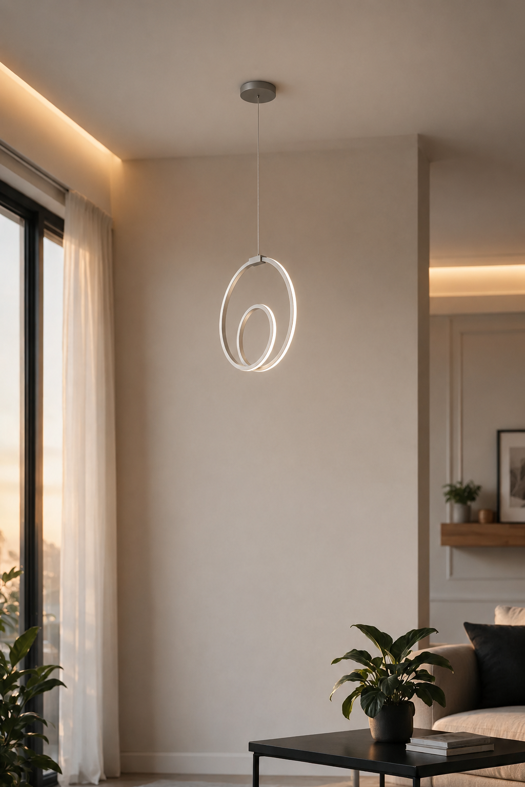 Orjin Gri Tekli Sarkıt Led Günışığı Ultra Ledli Salon Mutfak Oda Hol Ledli Avize