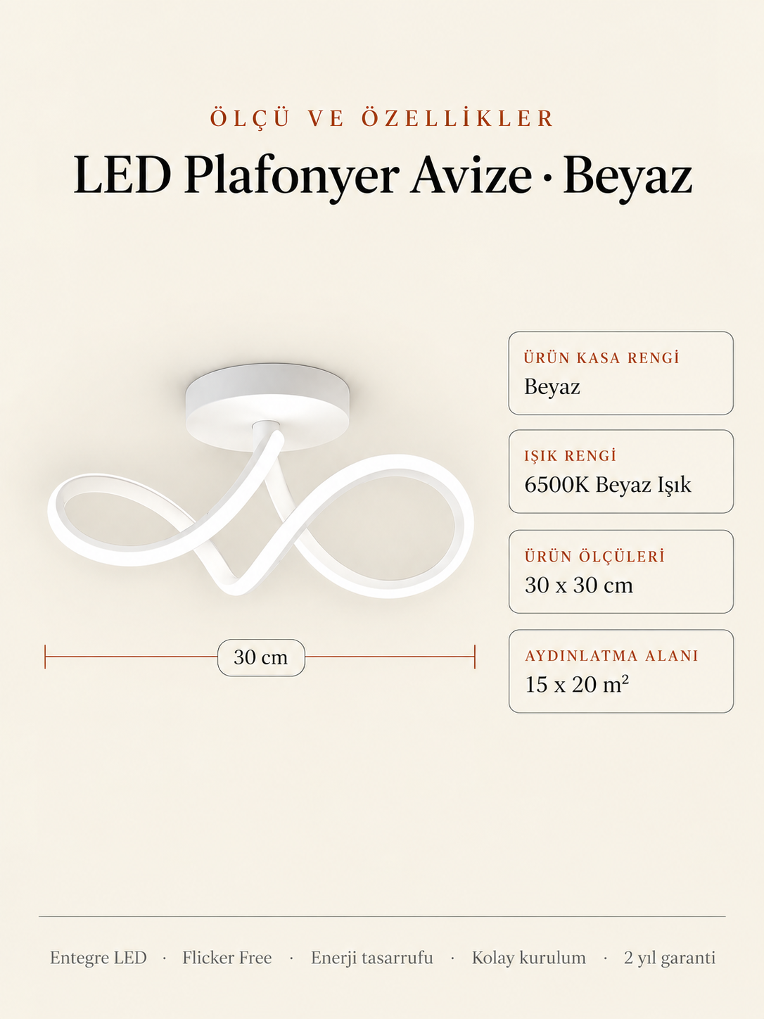 Casabella Modern Beyaz Plafonyer Ultra Power Beyaz Ledli Avize