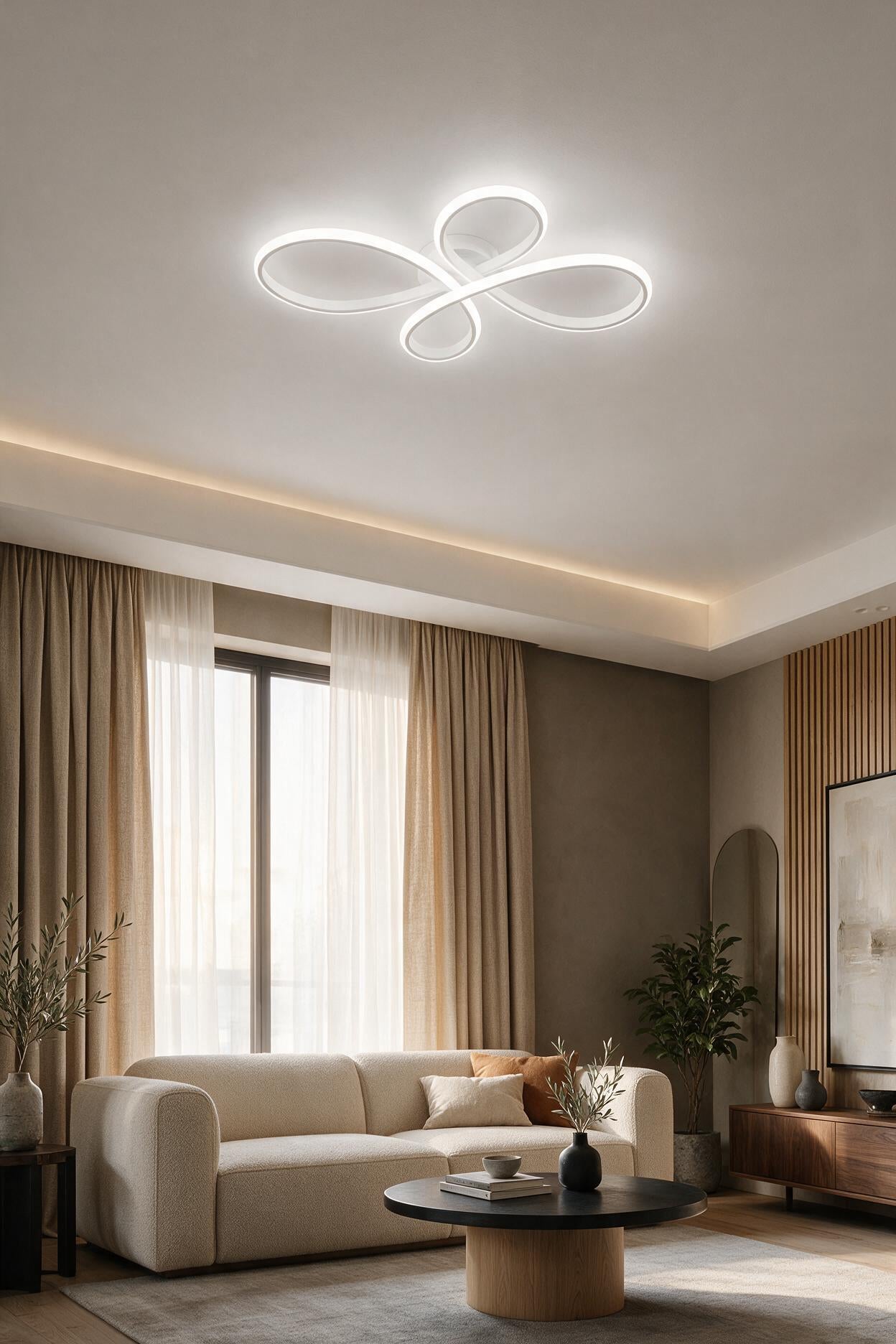 Nehir Beyaz Plafonyer Modern Beyaz Işık Ledli Avize