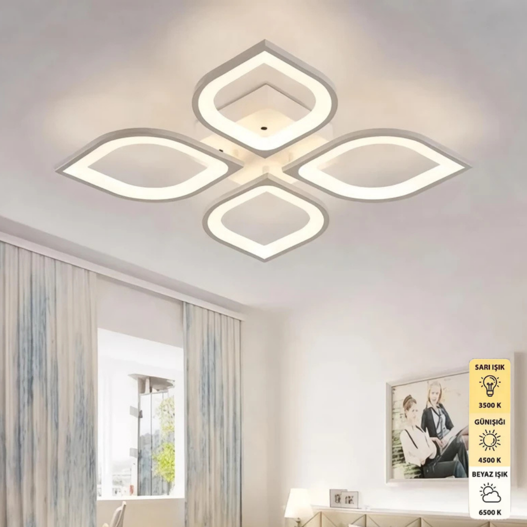 Valentina Beyaz Plafonyer Modern 3 Renk Ledli Avize