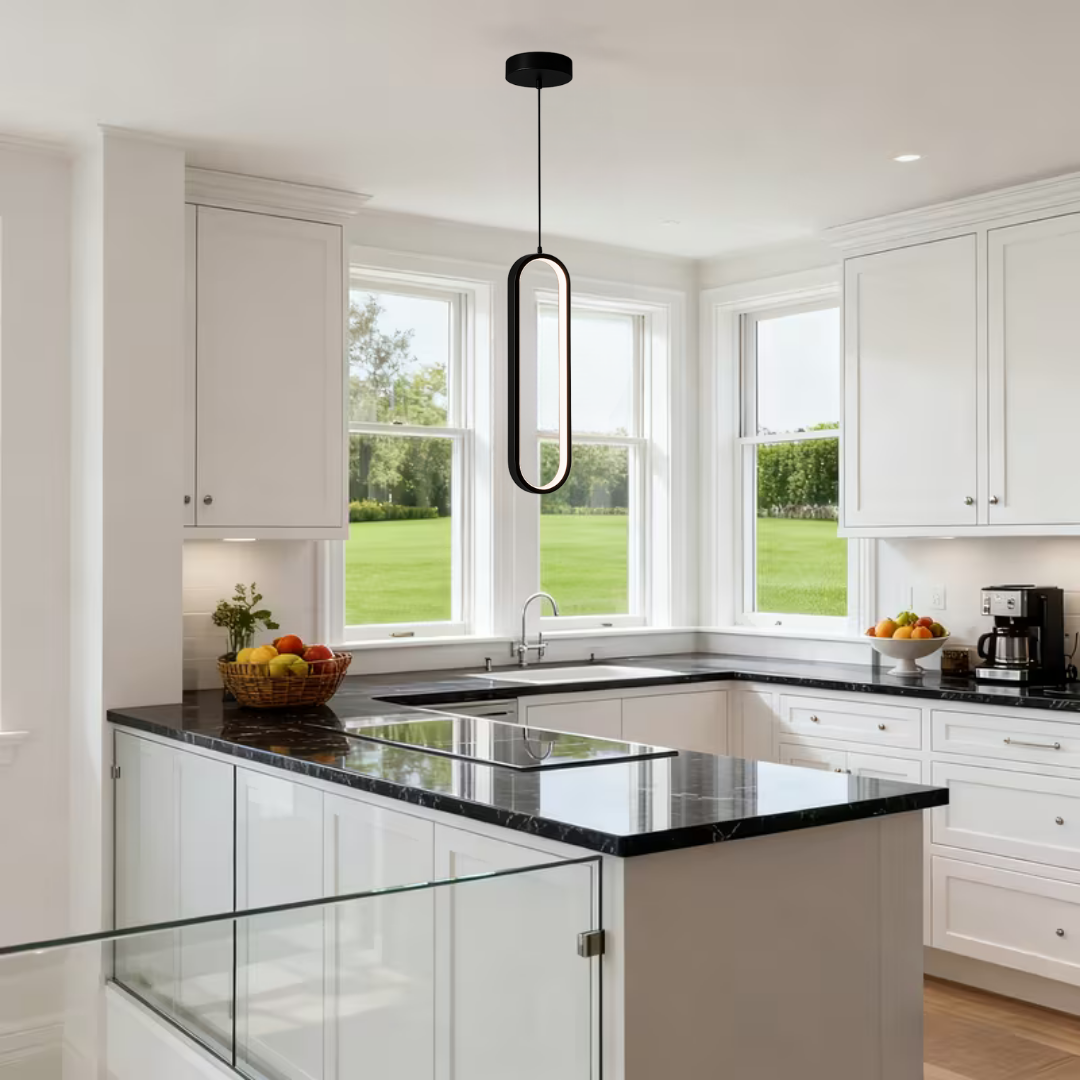 Ovis Siyah Beyaz Işık Ledli Modern Sarkıt Led Avize