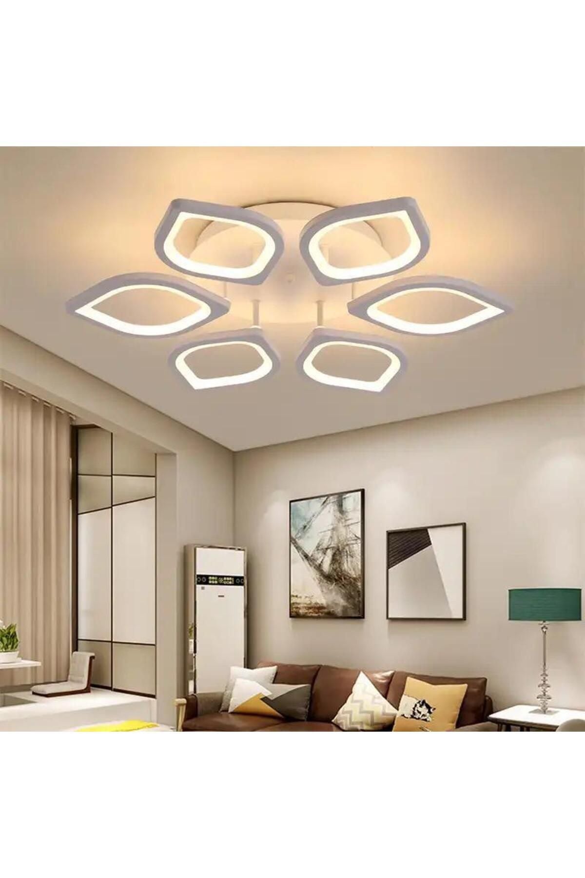 Defne Beyaz Plafonyer Lüks Modern 6'LI Günışığı Ledli Avize MS53005-6