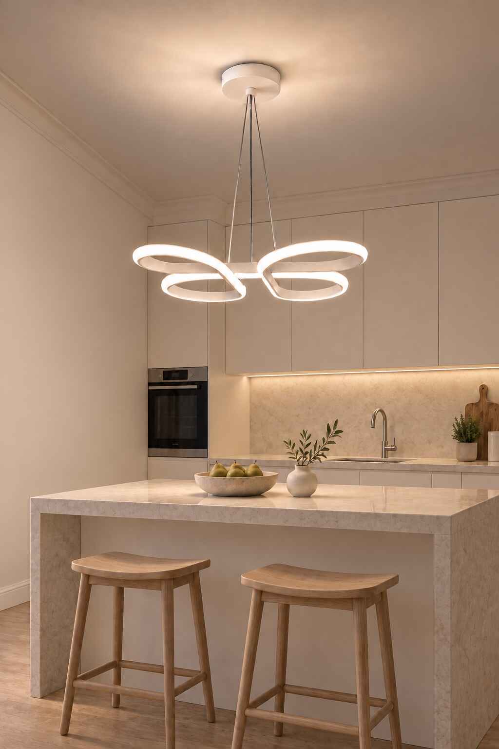 Bohem Beyaz Sarkık 3 Renk Ledli Avize Modern Led Avize