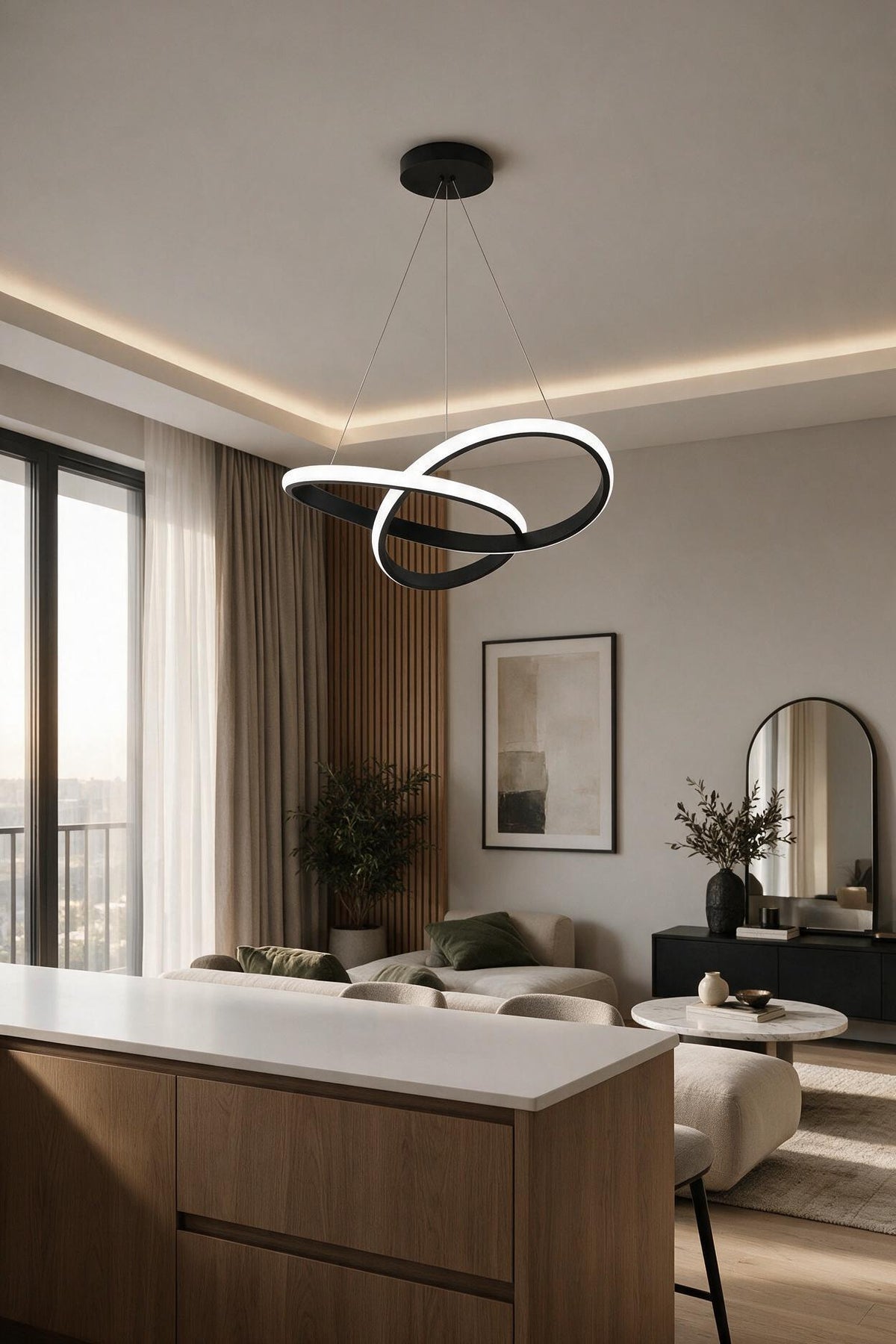 Venedik Siyah Ultra Power Beyaz Ledli Avize Sarkık Modern Led Avize