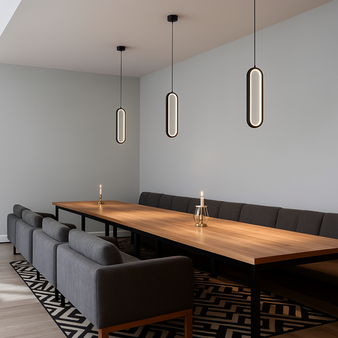 Ovis Siyah Beyaz Işık Ledli Modern Sarkıt Led Avize