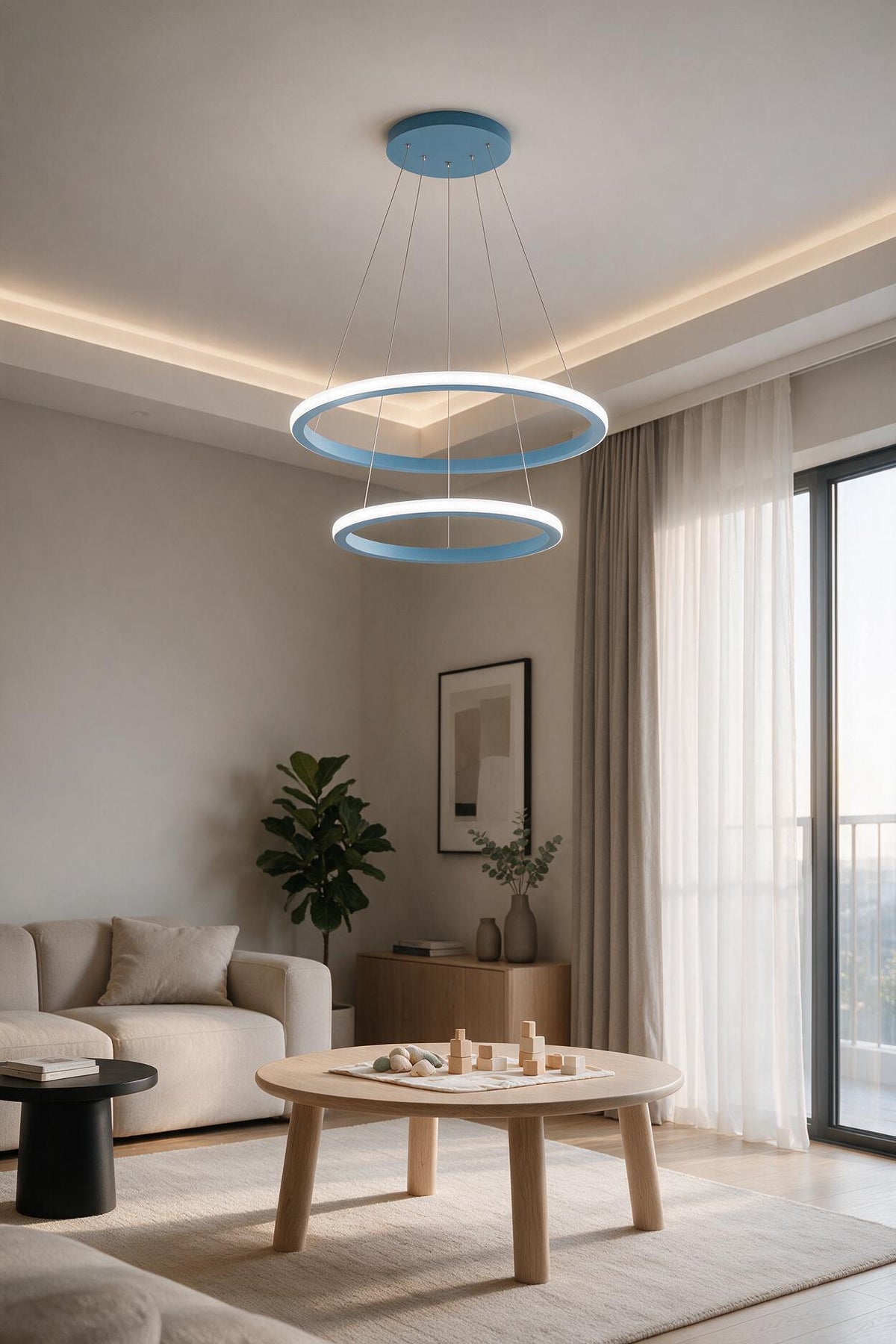 Robin 2 'li Mavi Sarkıt Beyaz Ledli Modern Led Avize