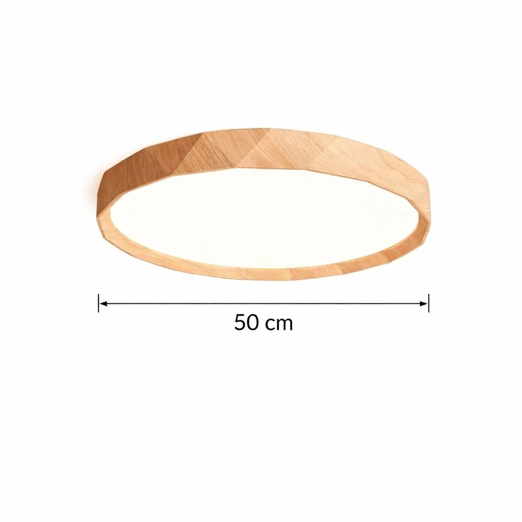 Antik Burma 50'lik Meşe Ahşap Desenli Uzaktan Kumandalı Plafonyer 3 Renk Ledli Avize Çap - 50 cm