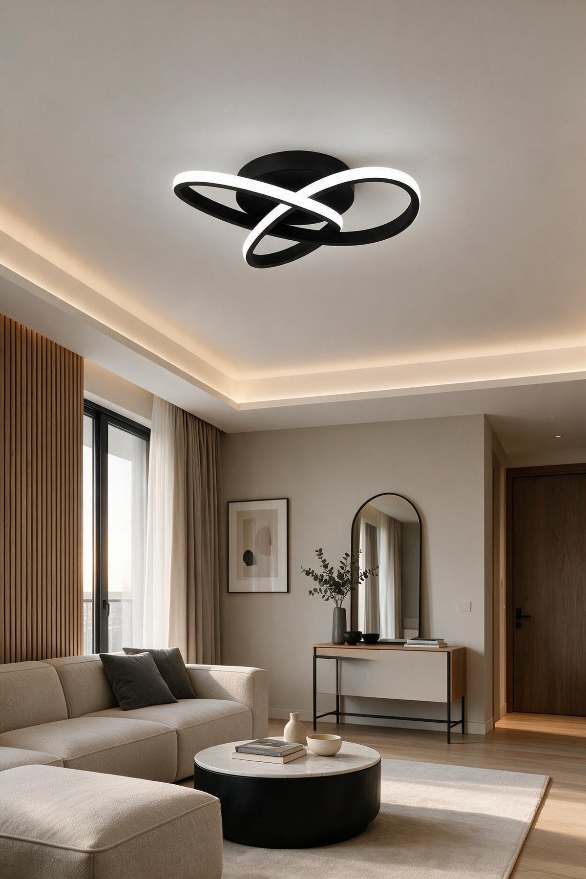 Elagans Siyah Modern Ultra Power Beyaz Ledli Plafonyer Tekli Ledli Avize