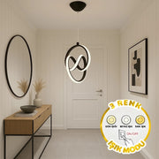 Trend Siyah 3 Renk Ledli Avize Sarkık Modern Led Avize Oturma Odası Hol Antre Koridor Avizesi