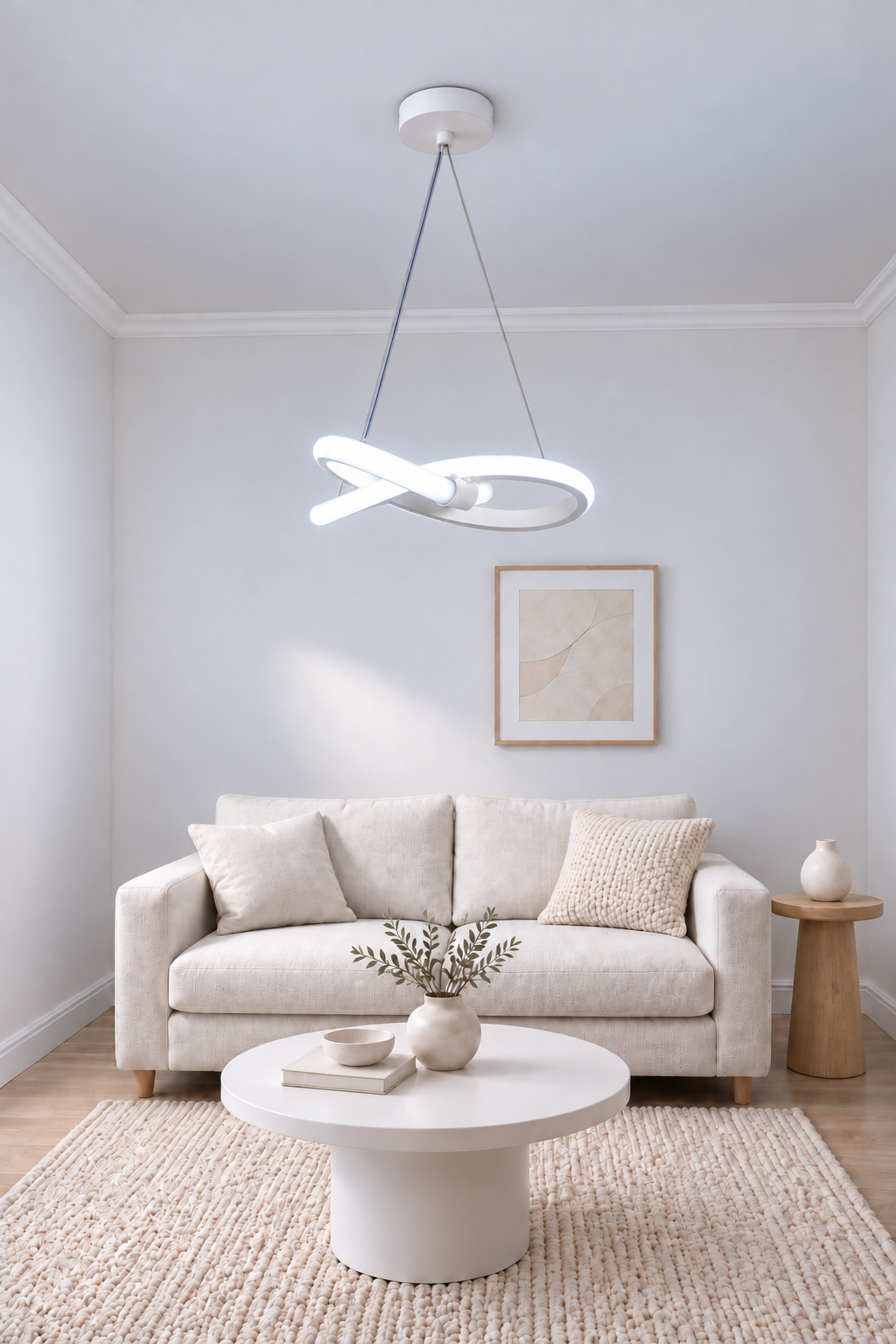 Aura Beyaz Ultra Power Beyaz Ledli Avize Sarkıt Tekli Avize