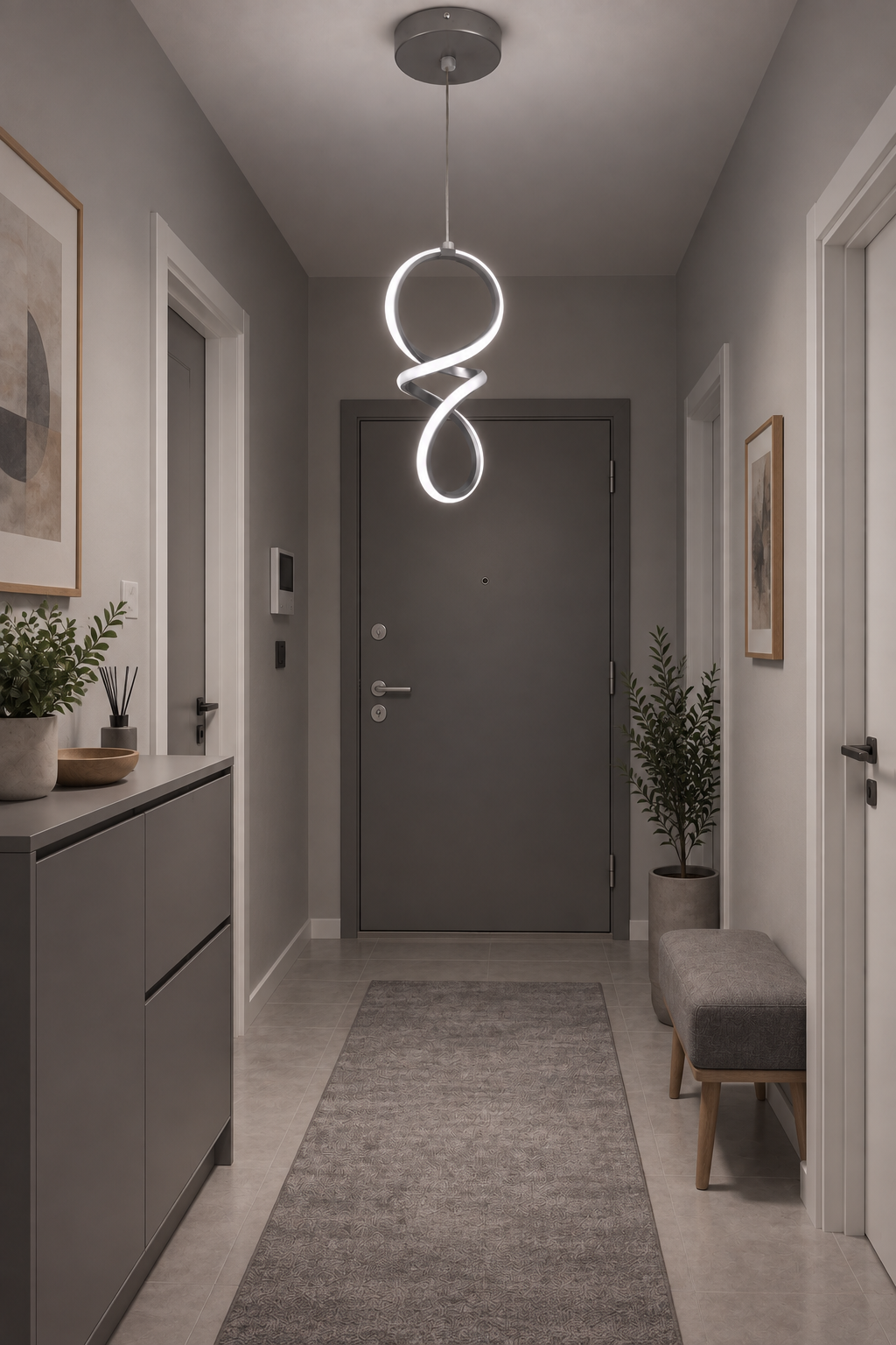 Bohem Gri Beyaz Işık Ledli Modern Sarkıt Led Avize
