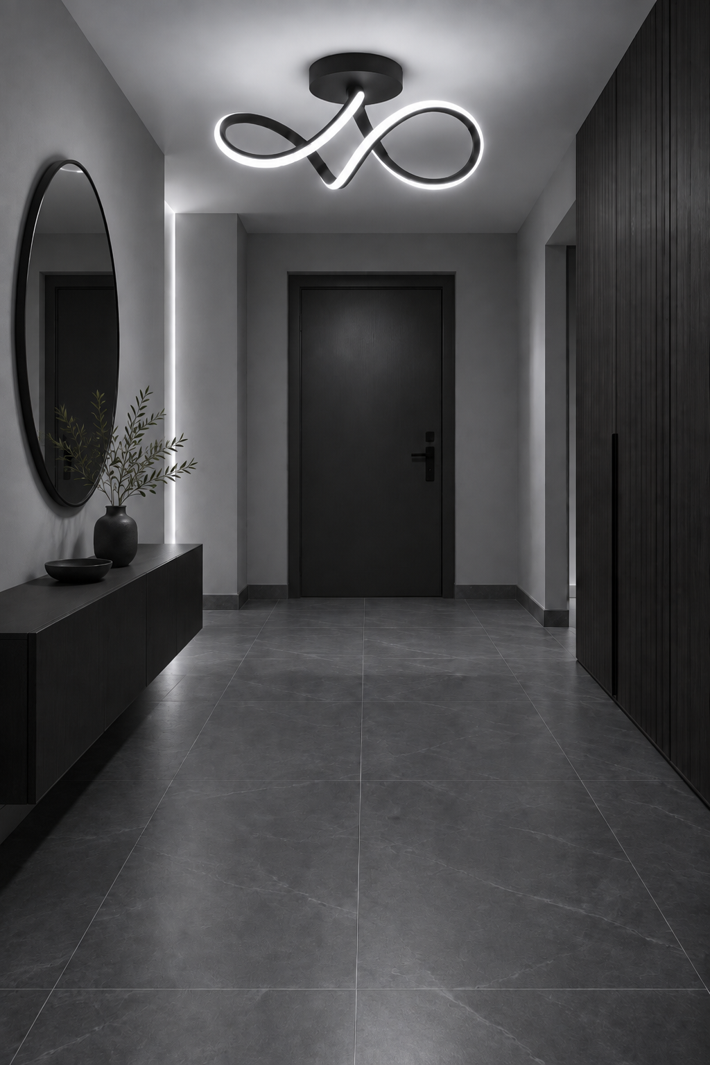 Casabella Modern Siyah Plafonyer Ultra Power Beyaz Ledli Avize