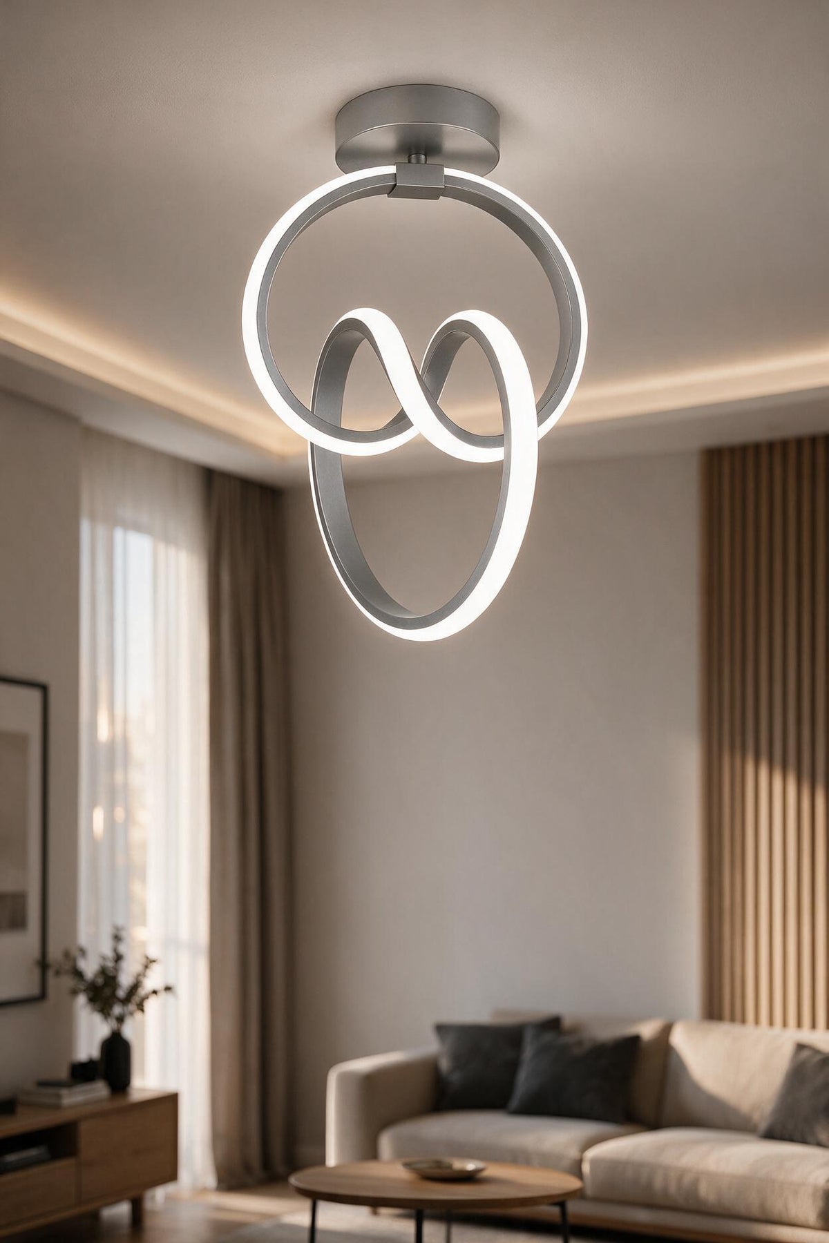 Emily Gri Tekli Plafonyer Led Beyaz Ultra Ledli Salon Mutfak Oda Hol Ledli Avize
