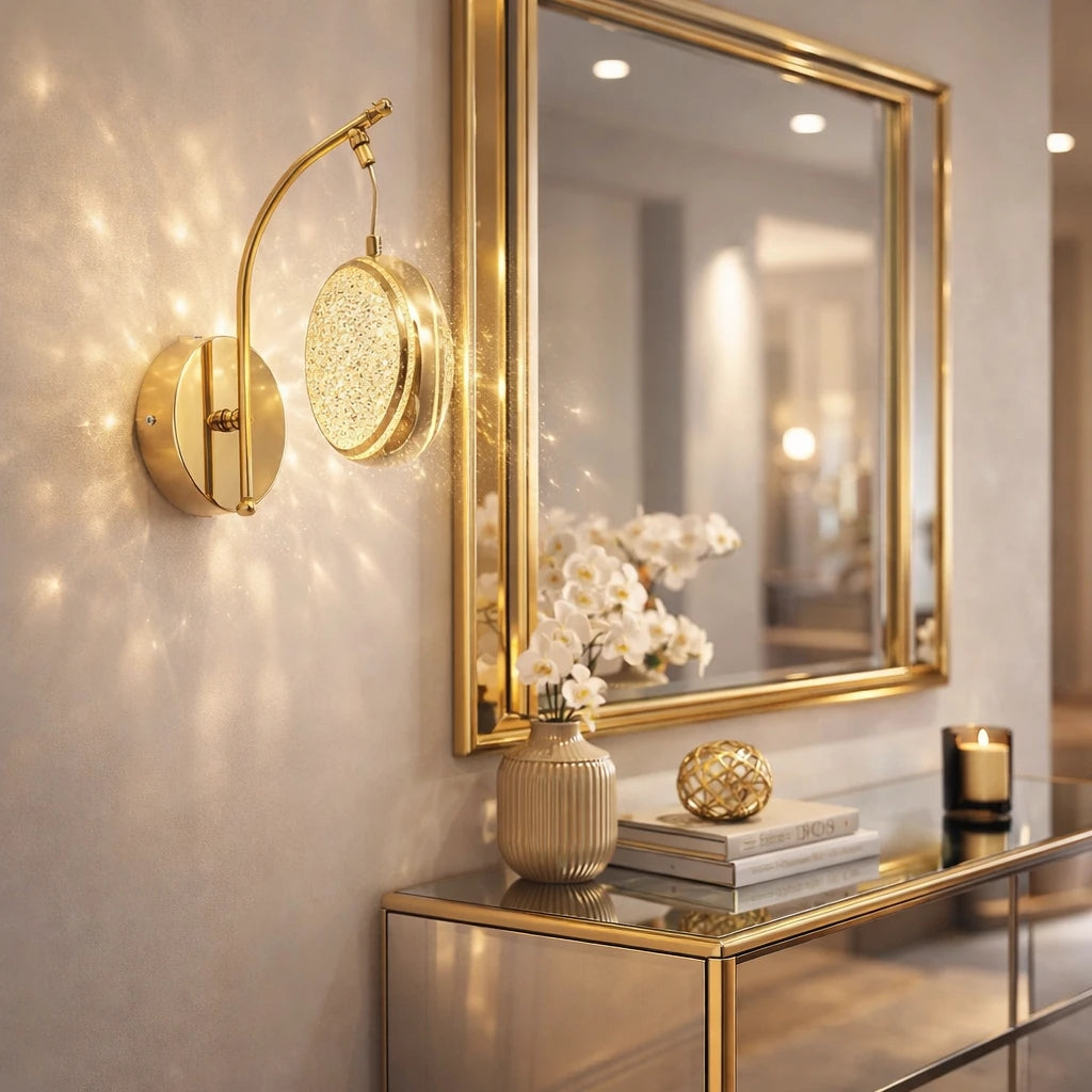 SNM3010 Gold 3 Renk Ledli Lüks Modern Sarkık Tekli Ledli Aplik