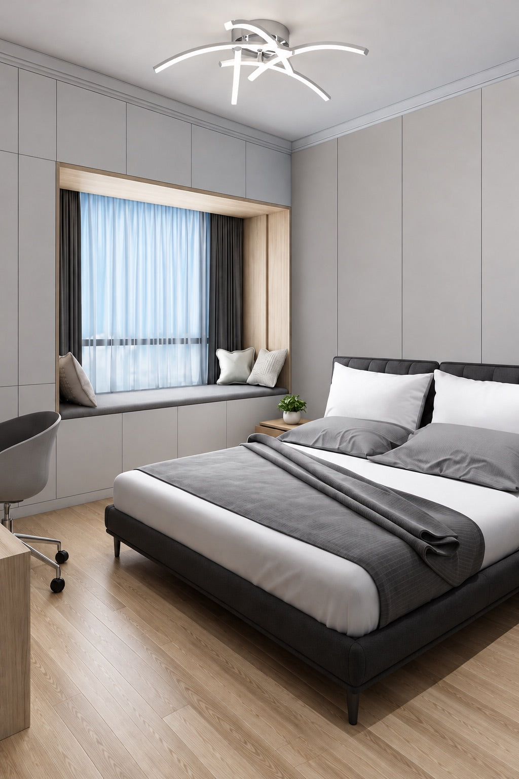 Hira Gri Modern Ultra Power Beyaz Ledli Plafonyer Led Avize