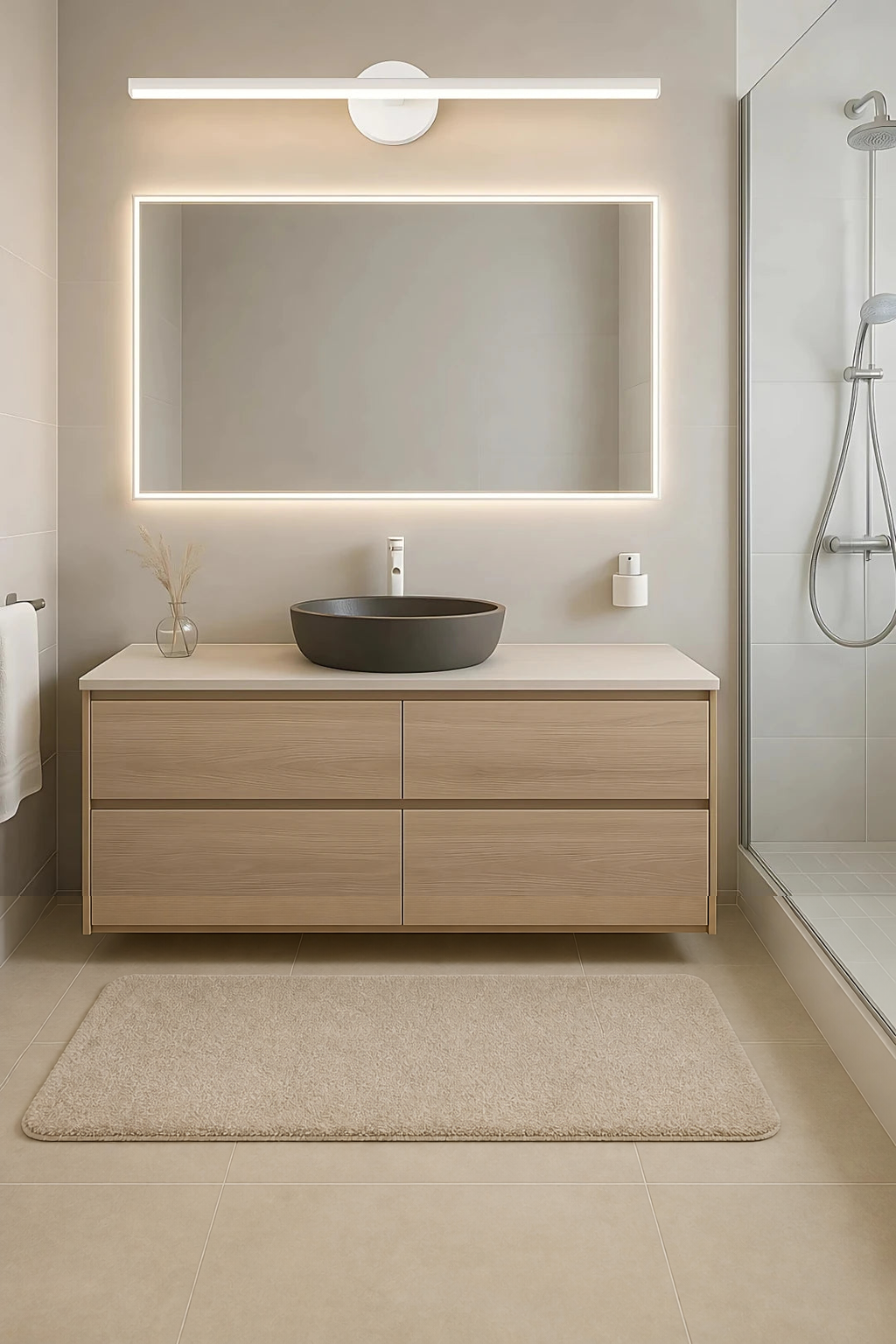 Domino Beyaz 60 cm Günışığı Ledli Duvar Lambası Aplik Tablo Ayna Banyo Apliği