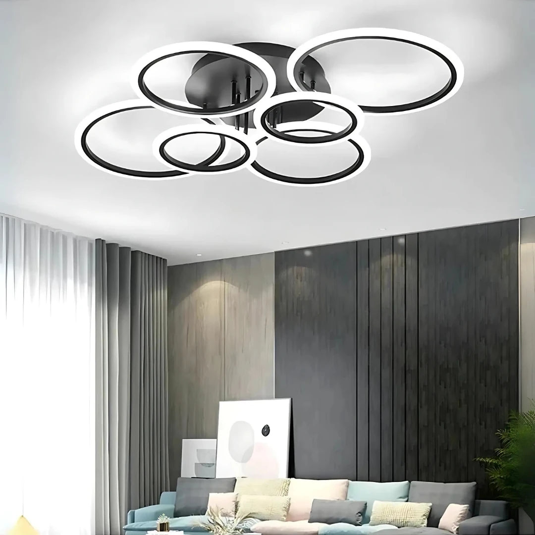 MS38005-6 Modern 3 Renk Ledli Mimari Tasarım Siyah Plafonyer Lüks  6'LI Ledli Avize