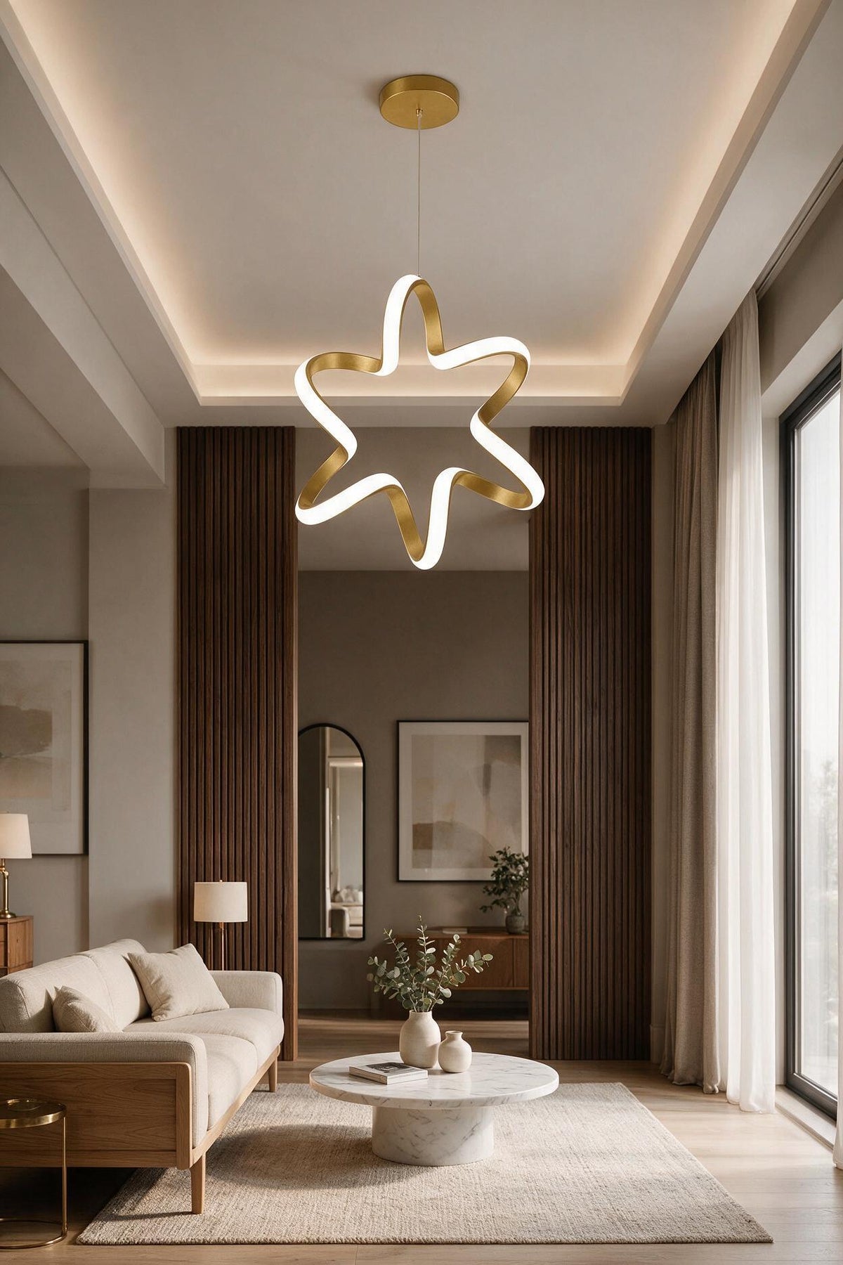 Yıldız Eskitme Tekli Sarkıt Led Beyaz Işık Ultra Ledli Salon Mutfak Oda Hol Ledli Avize