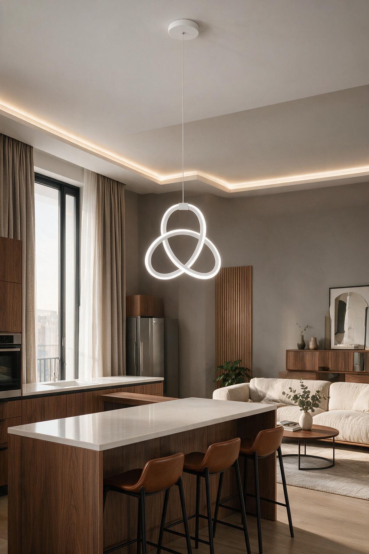 Asya Beyaz Modern Ultra Beyaz Ledli Sarkıt Ledli Avize