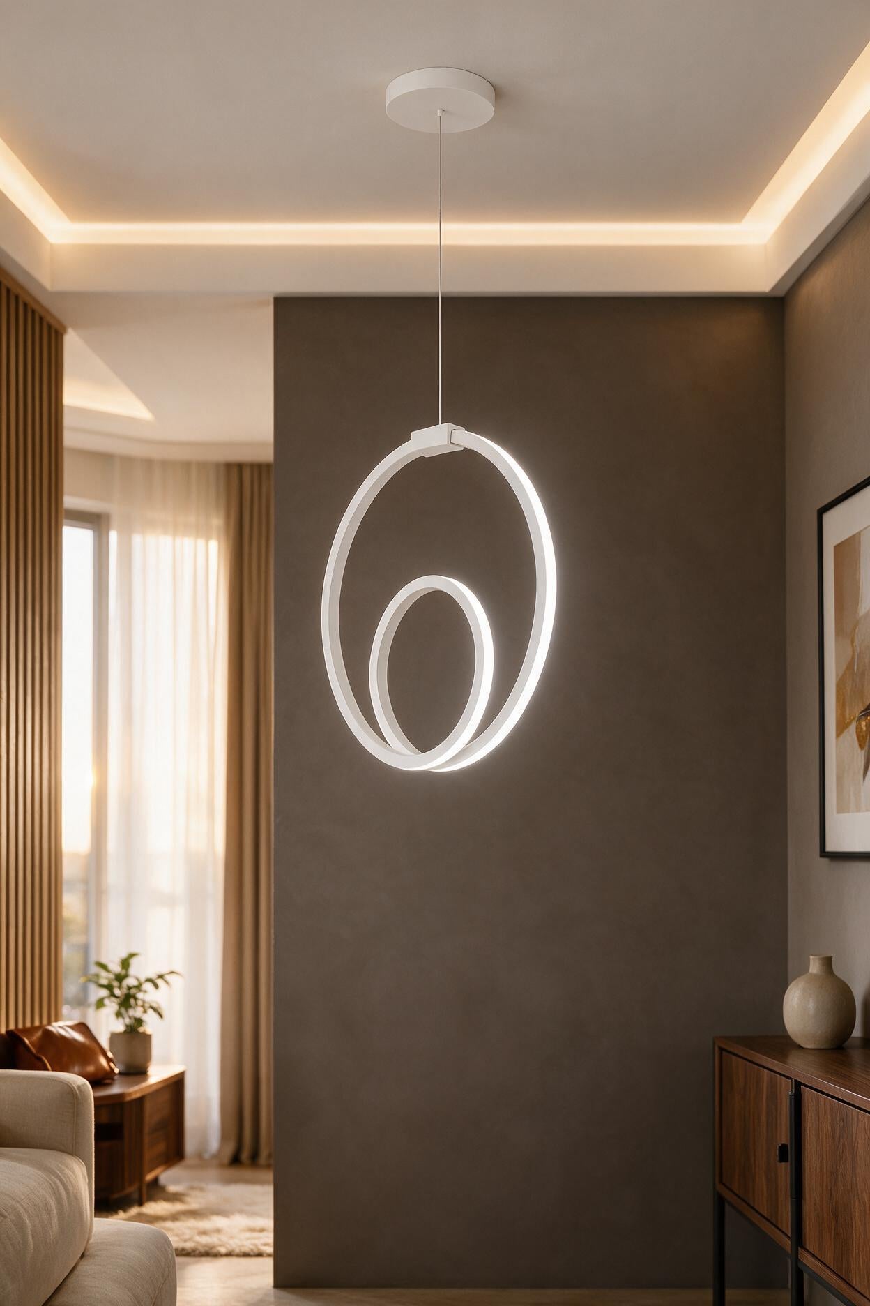 Orjin Beyaz Tekli Sarkıt Led Beyaz Işık Ultra Ledli Salon Mutfak Oda Hol Ledli Avize