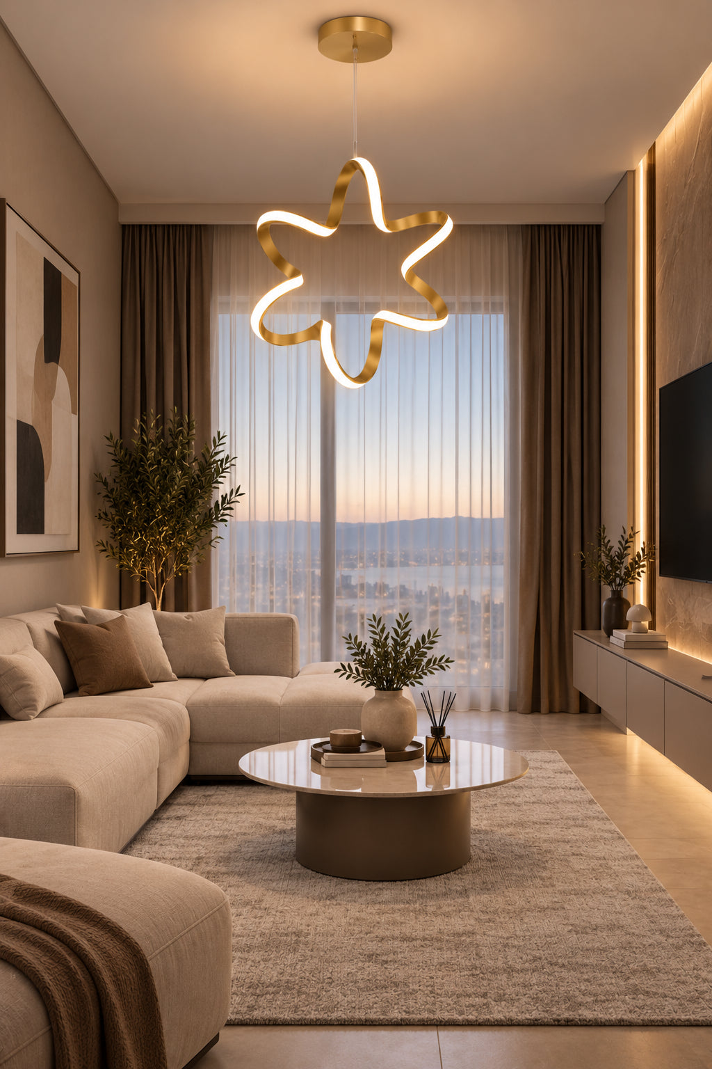 Yıldız Eskitme Tekli Sarkıt Led Beyaz Işık Ultra Ledli Salon Mutfak Oda Hol Ledli Avize