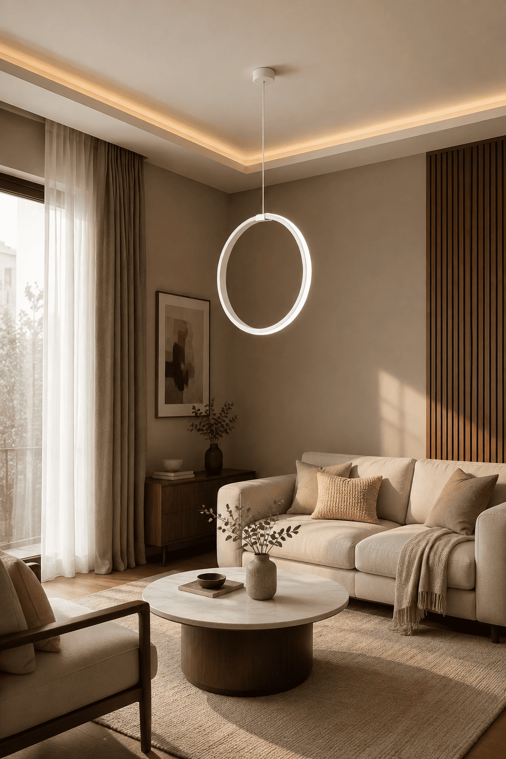 Rings Beyaz Tekli Sarkıt Led Günışığı Ultra Ledli Salon Mutfak Oda Hol Ledli Avize