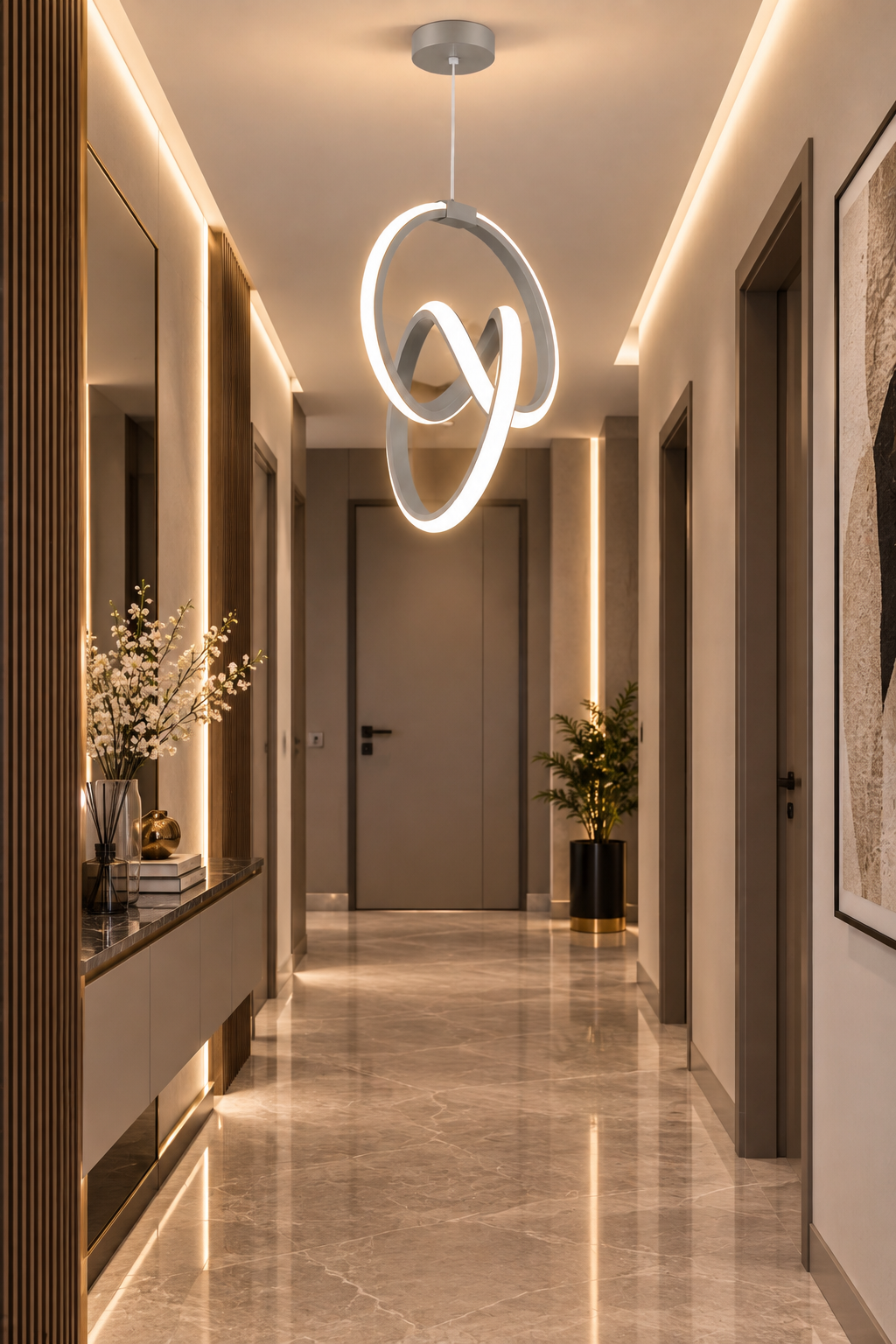 Emily Gri Tekli Sarkıt Led Günışığı Ultra Ledli Salon Mutfak Oda Hol Ledli Avize
