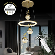 Clarity Gold Lüks Kumandalı Dimmerli 3 Renk Ledli Avize