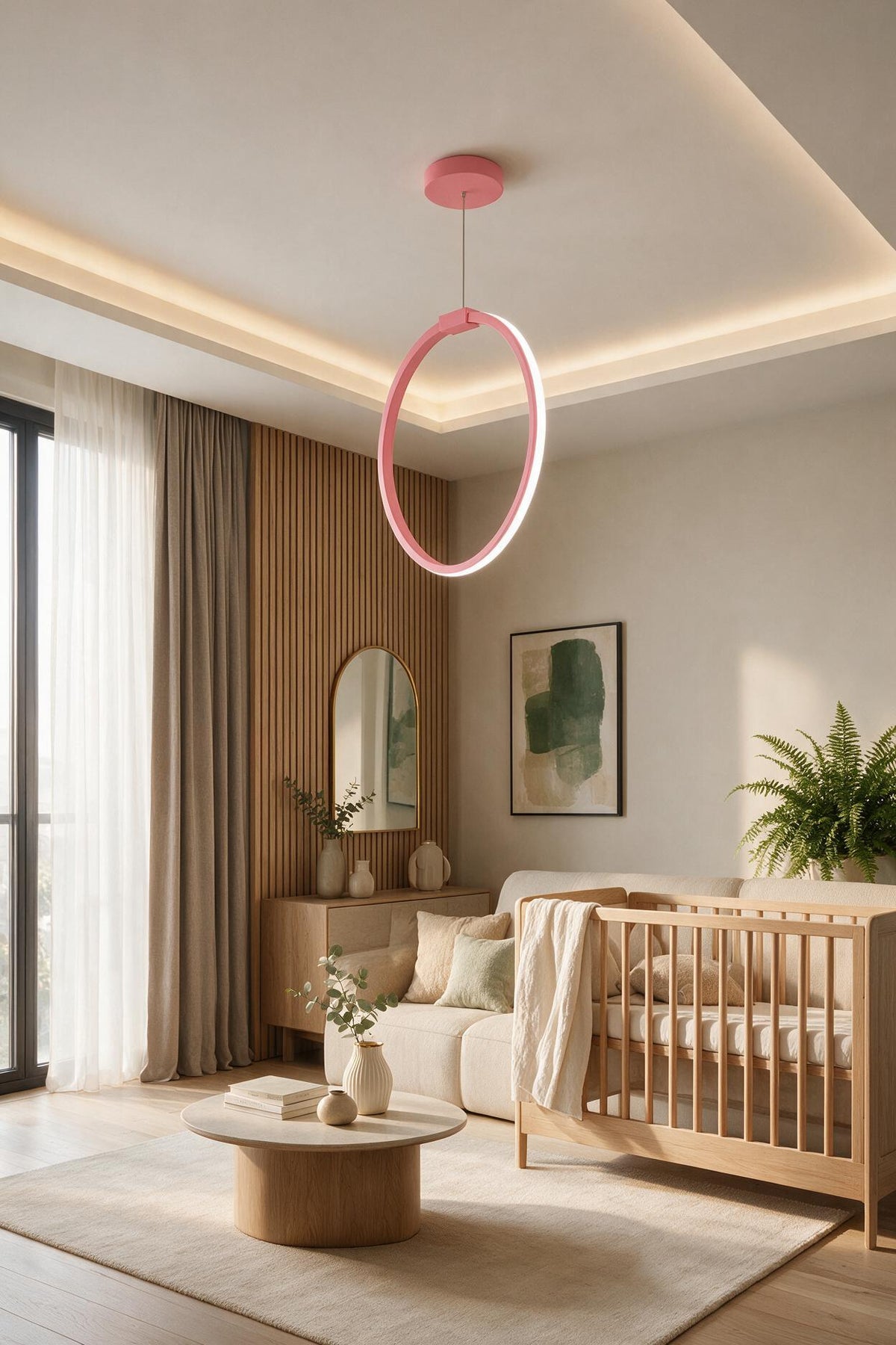 Rings Pembe Tekli Sarkıt Led Günışığı Ultra Ledli Salon Mutfak Oda Hol Ledli Avize