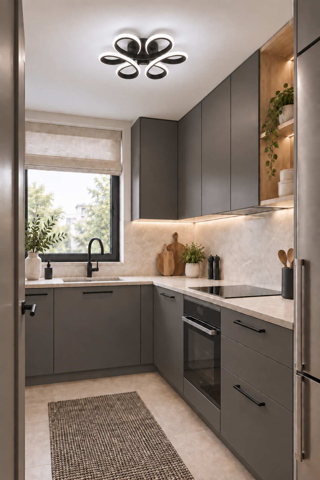Style Siyah Plafonyer Ultra Süper Beyaz Ledli Avize